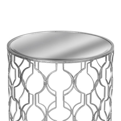 Hill Interiors Set Of Two Arabesque Silver Foil Mirrored Side Tables