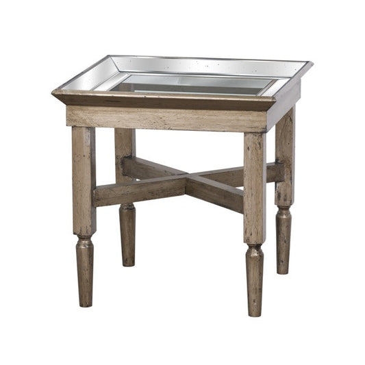 Hill Interiors Astor Glass Side Table With Mirror Detailing