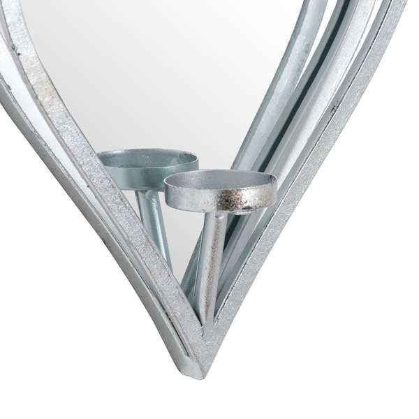 Hill Interiors Large Silver Mirrored Heart Candle Holder