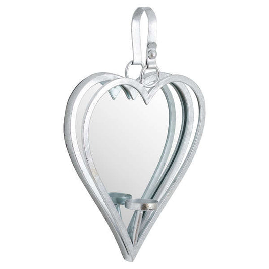 Hill Interiors Small Silver Mirrored Heart Candle Holder