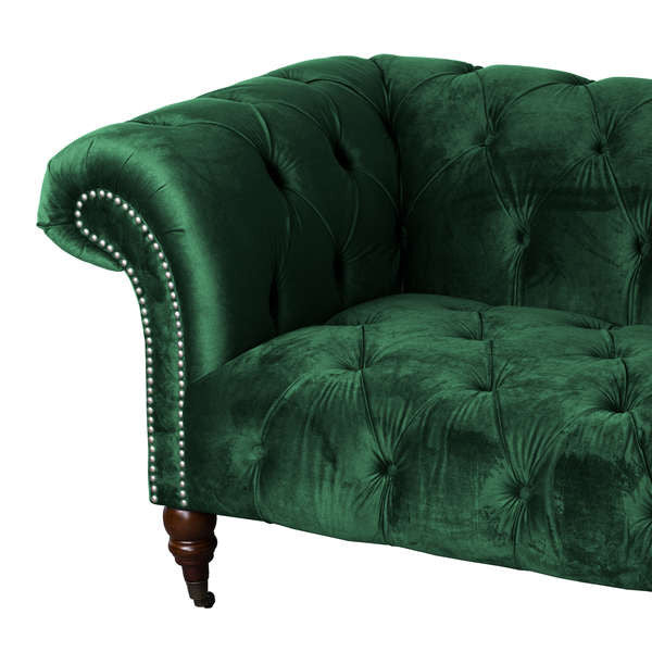 Hill Interiors Emerald Velvet Chesterfield Three Seater Sofa