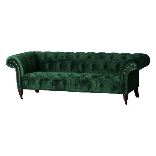 Hill Interiors Emerald Velvet Chesterfield Three Seater Sofa