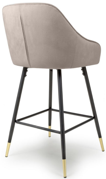 Shankar Savanna Brushed Velvet Mink Bar Stool with Black Metal Legs (Sold In Pairs)