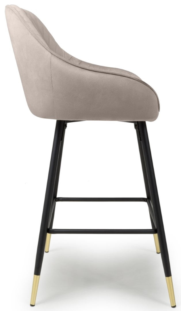 Shankar Savanna Brushed Velvet Mink Bar Stool with Black Metal Legs (Sold In Pairs)