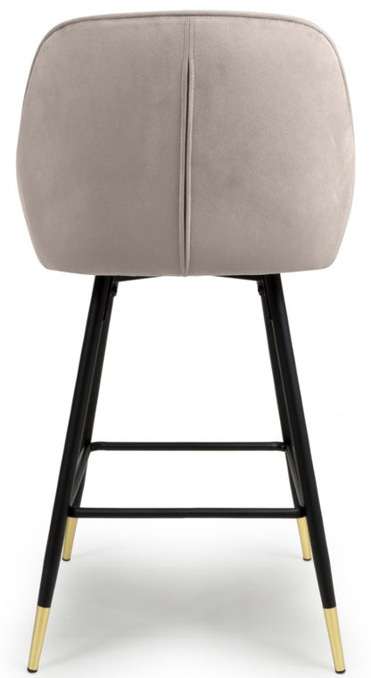 Shankar Savanna Brushed Velvet Mink Bar Stool with Black Metal Legs (Sold In Pairs)