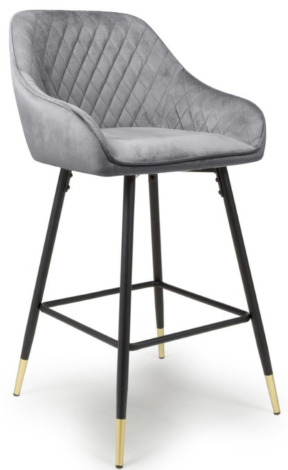 Shankar Savanna Brushed Velvet Grey Bar Stool (Sold In Pairs)