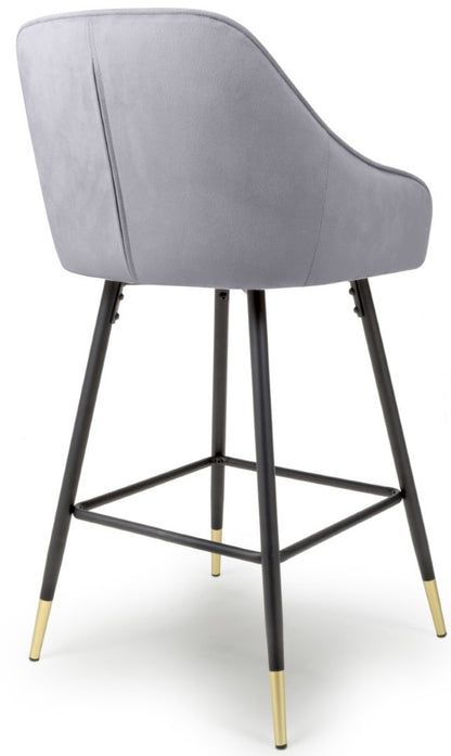 Shankar Savanna Brushed Velvet Grey Bar Stool (Sold In Pairs)