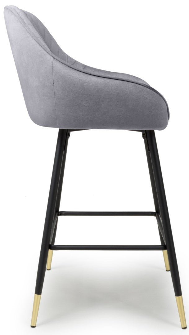 Shankar Savanna Brushed Velvet Grey Bar Stool (Sold In Pairs)