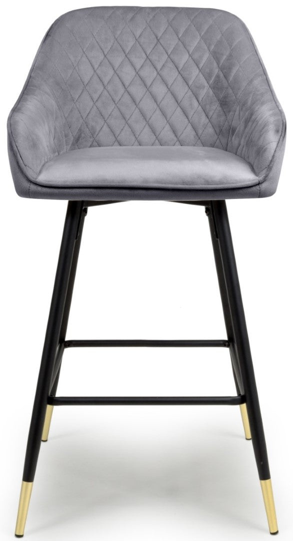 Shankar Savanna Brushed Velvet Grey Bar Stool (Sold In Pairs)