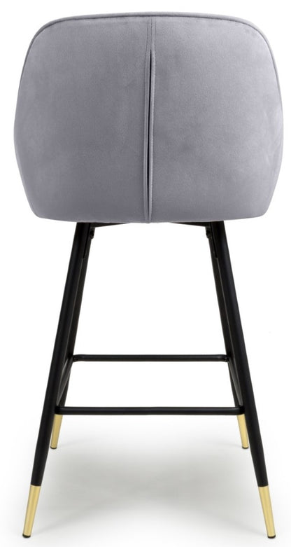 Shankar Savanna Brushed Velvet Grey Bar Stool (Sold In Pairs)