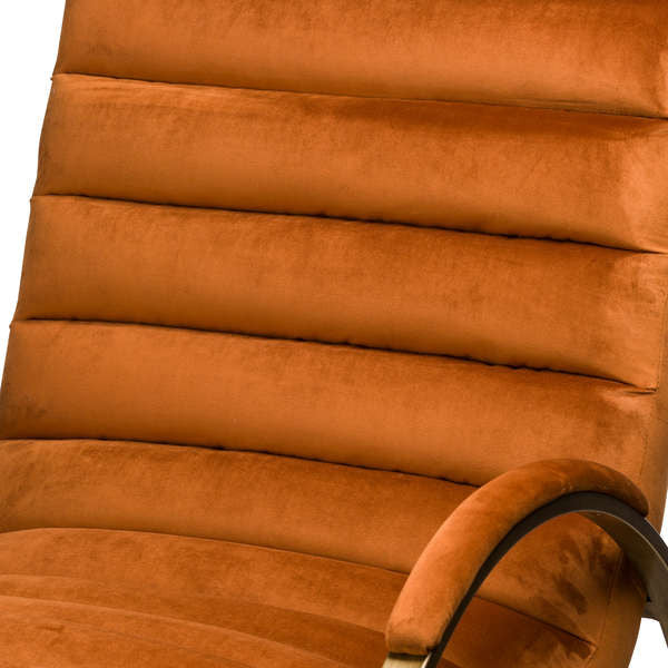 Hill Interiors Burnt Orange And Brass Ribbed Ark Chair