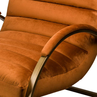 Hill Interiors Burnt Orange And Brass Ribbed Ark Chair