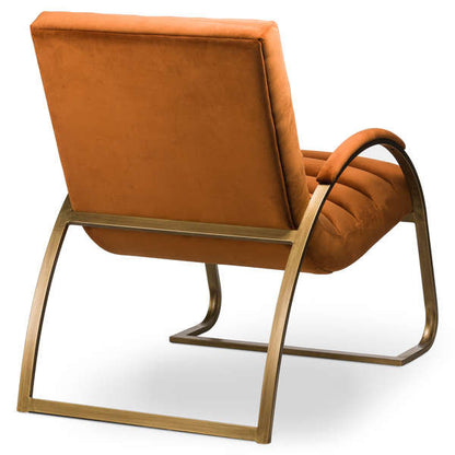 Hill Interiors Burnt Orange And Brass Ribbed Ark Chair