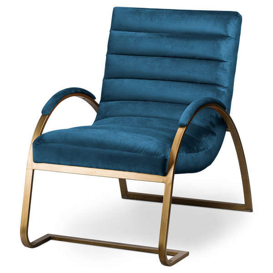 Hill Interiors Navy And Brass Ribbed Ark Chair