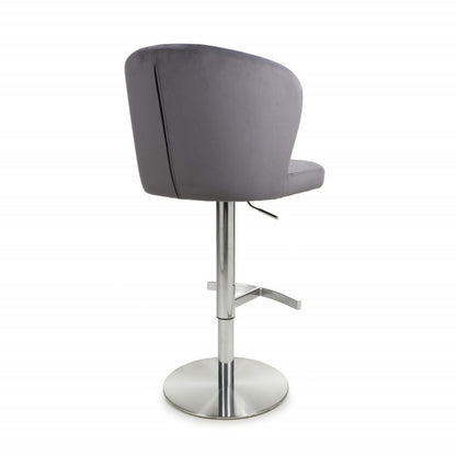 Shankar Sigma Brushed Velvet Grey Bar Stool