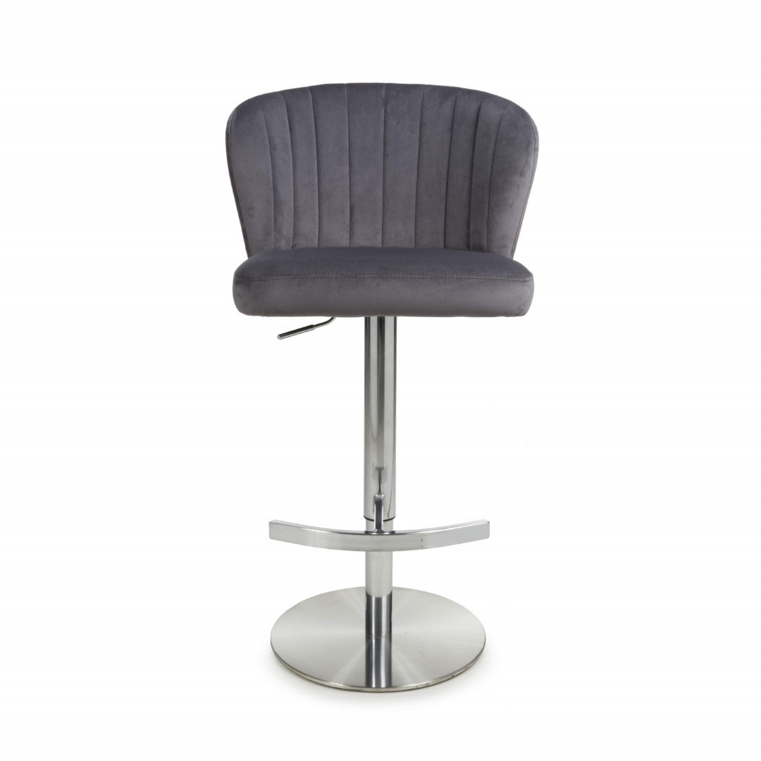 Shankar Sigma Brushed Velvet Grey Bar Stool