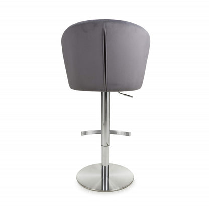 Shankar Sigma Brushed Velvet Grey Bar Stool