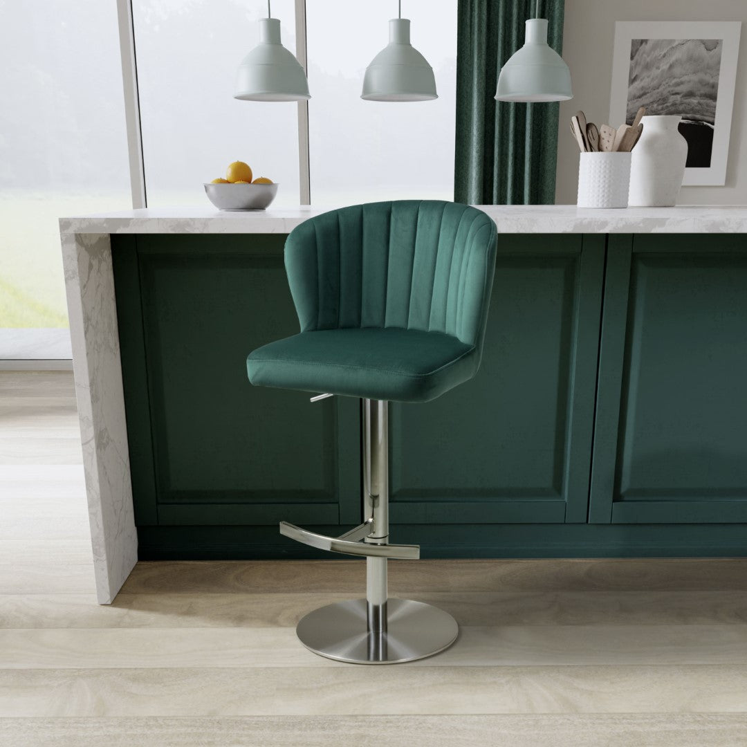 Shankar Sigma Brushed Velvet Green Bar Stool