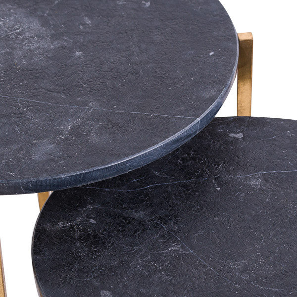 Hill Interiors Set Of 2 Gold And Black Marble Tables