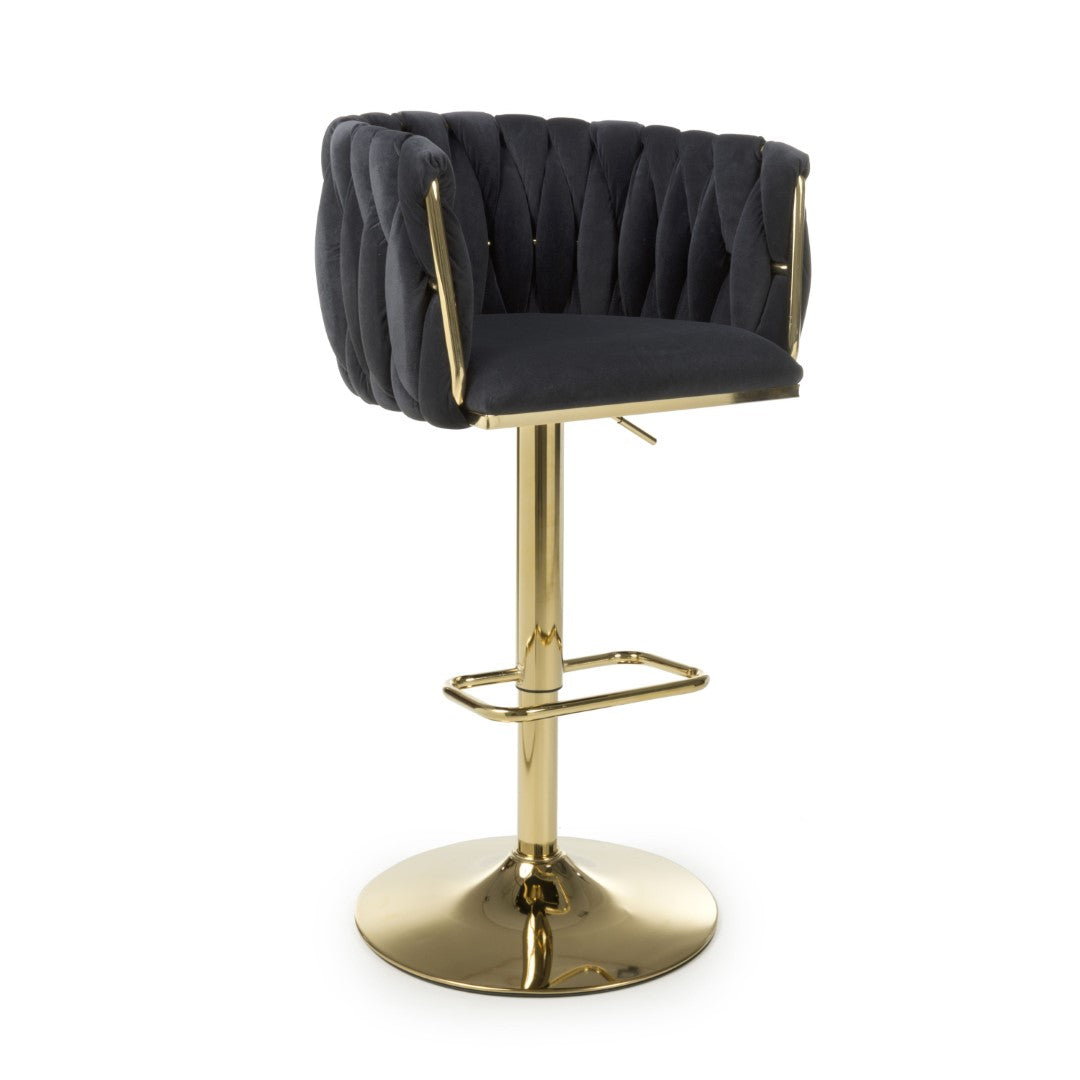 Shankar Bellaire Brushed Velvet Black Bar Stool