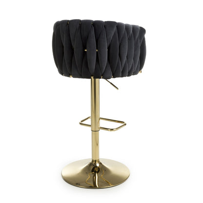 Shankar Bellaire Brushed Velvet Black Bar Stool