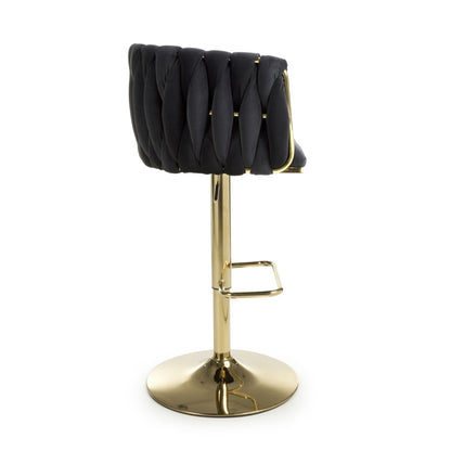 Shankar Bellaire Brushed Velvet Black Bar Stool