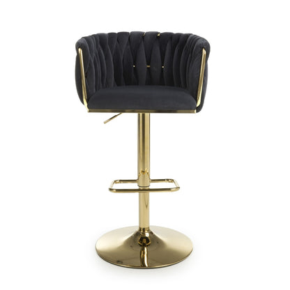 Shankar Bellaire Brushed Velvet Black Bar Stool