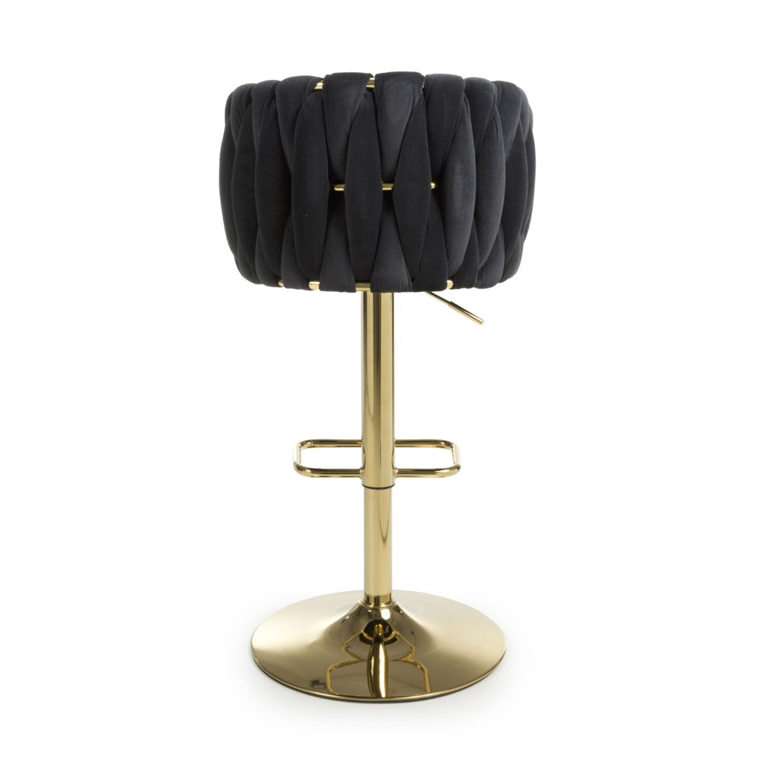 Shankar Bellaire Brushed Velvet Black Bar Stool