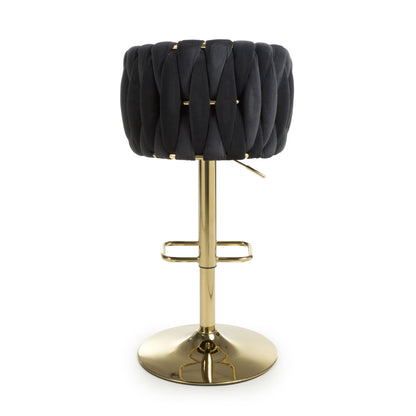 Shankar Bellaire Brushed Velvet Black Bar Stool