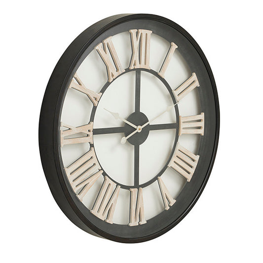Hill Interiors Black Framed Skeleton Clock With White Roman Numerals