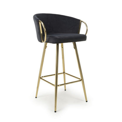 Shankar Volero Brushed Velvet Black Bar Stool