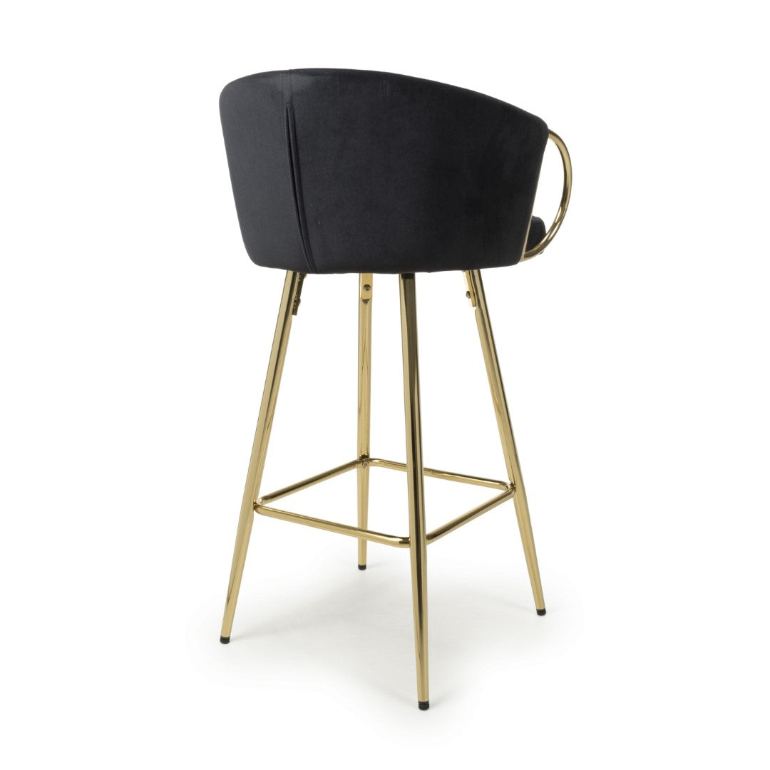 Shankar Volero Brushed Velvet Black Bar Stool