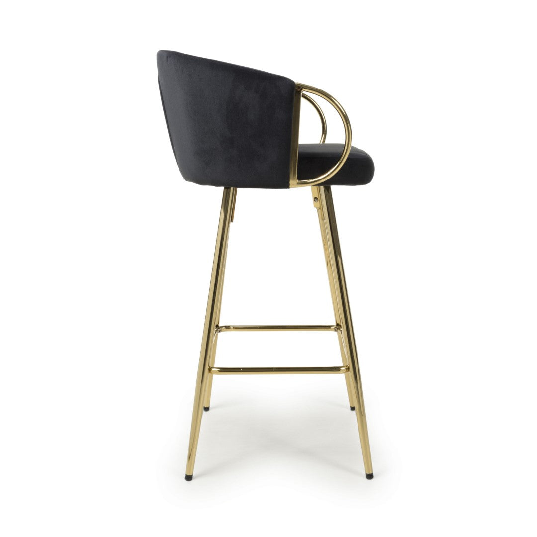 Shankar Volero Brushed Velvet Black Bar Stool