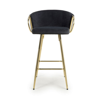 Shankar Volero Brushed Velvet Black Bar Stool