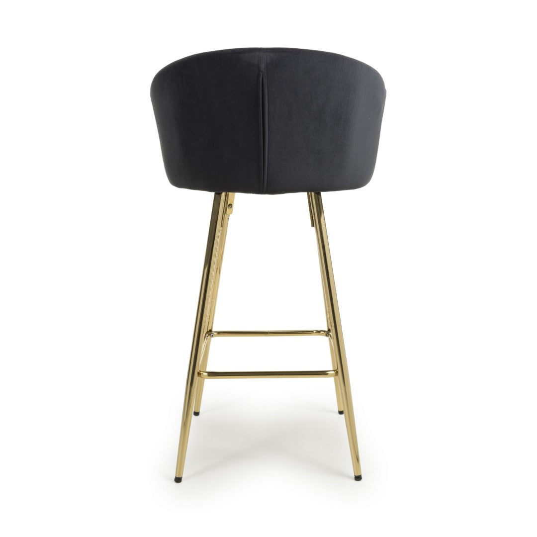 Shankar Volero Brushed Velvet Black Bar Stool