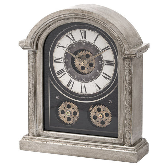 Hill Interiors Antique Silver Mechanism Mantle Clock