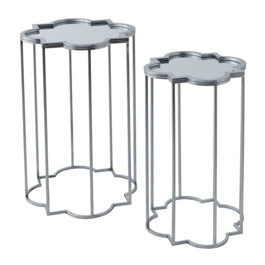 Hill Interiors Quarter Foil Mirrored Set Of Two Side Tables
