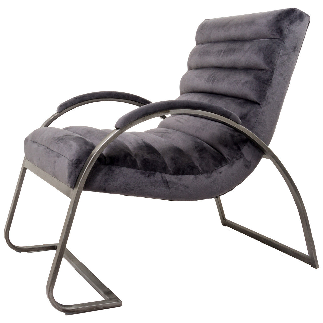 Hill Interiors Grey And Silver Ribbed Ark Chair