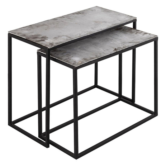 Hill Interiors Farrah Collection Silver Set Of Two Side Tables