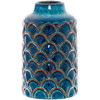 Hill Interiors Seville Collection Scalloped Indigo Vase