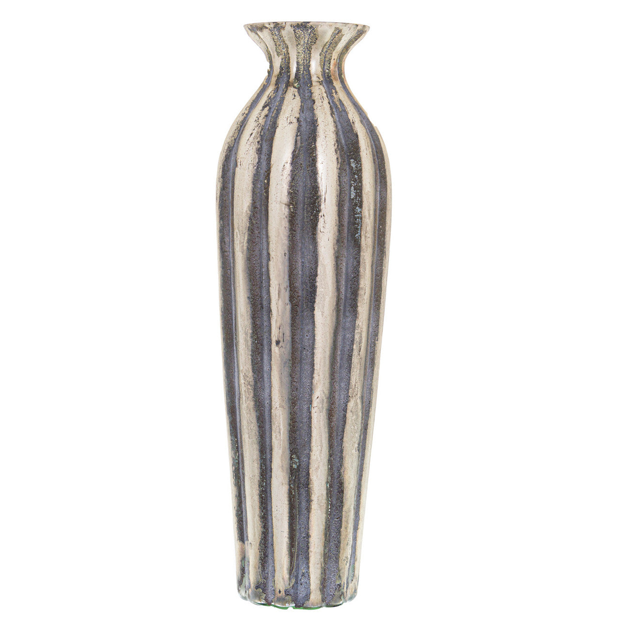 Hill Interiors Burnished And Grey Striped Small Glass Vase