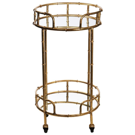 Hill Interiors Gold Round Drinks Trolley