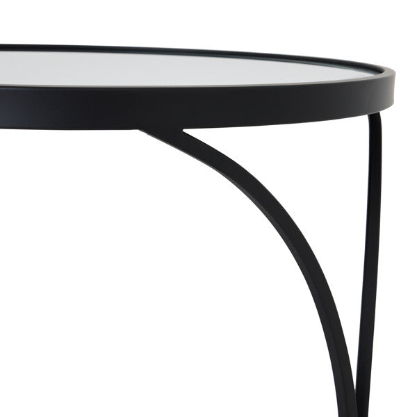 Hill Interiors Concaved Set Of Two Black Mirrored Side Tables