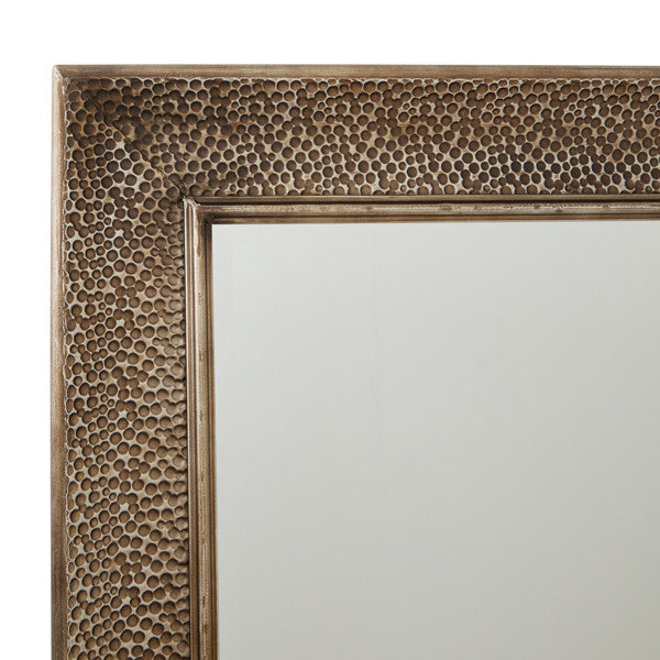 Hill Interiors Hammered Large Rectangular Brass Wall Mirror