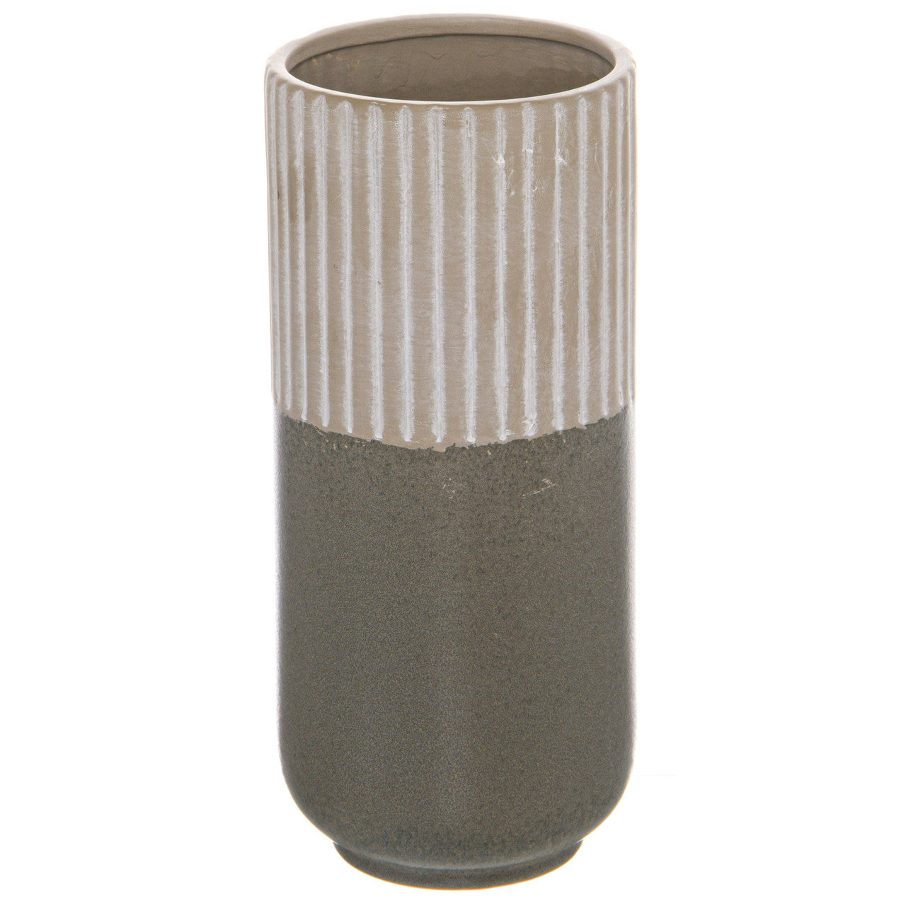 Mason Collection Grey Ceramic Tall Straight Vase