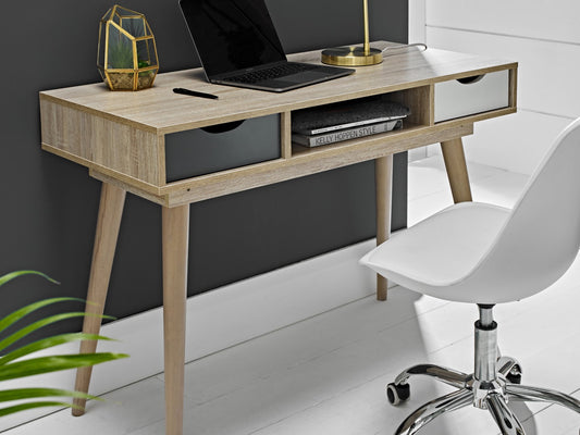 LPD Scandi Grey Oak Desk with Drawer