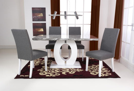 Shankar Neptune Rectangle Dining Table With 4 Randall Steel Grey Dining Set