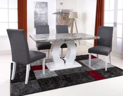 Shankar Neptune Grey Marble Effect 150cm Rectangle Table with 4 Randall Steel Grey Dining Set