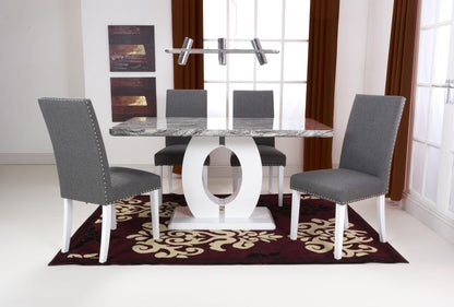 Shankar Neptune Grey Marble Effect 150cm Rectangle Table with 4 Randall Steel Grey Dining Set