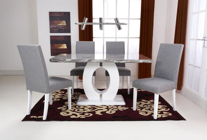 Shankar Neptune Grey Marble Effect 150cm Rectangle Table with 4 Randall Silver Grey Dining Set